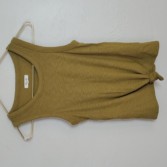 Madewell Audio Knot-Front Tank Top  Size Small in Spiced Olive - Picture 2 of 8